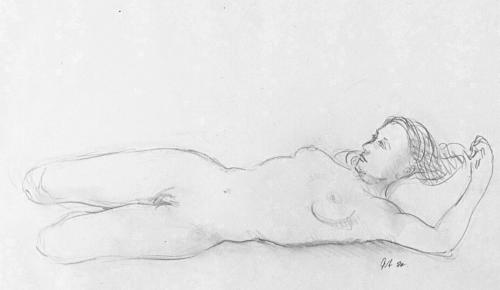 Reclining Nude,1984, Life drawing Pencil,